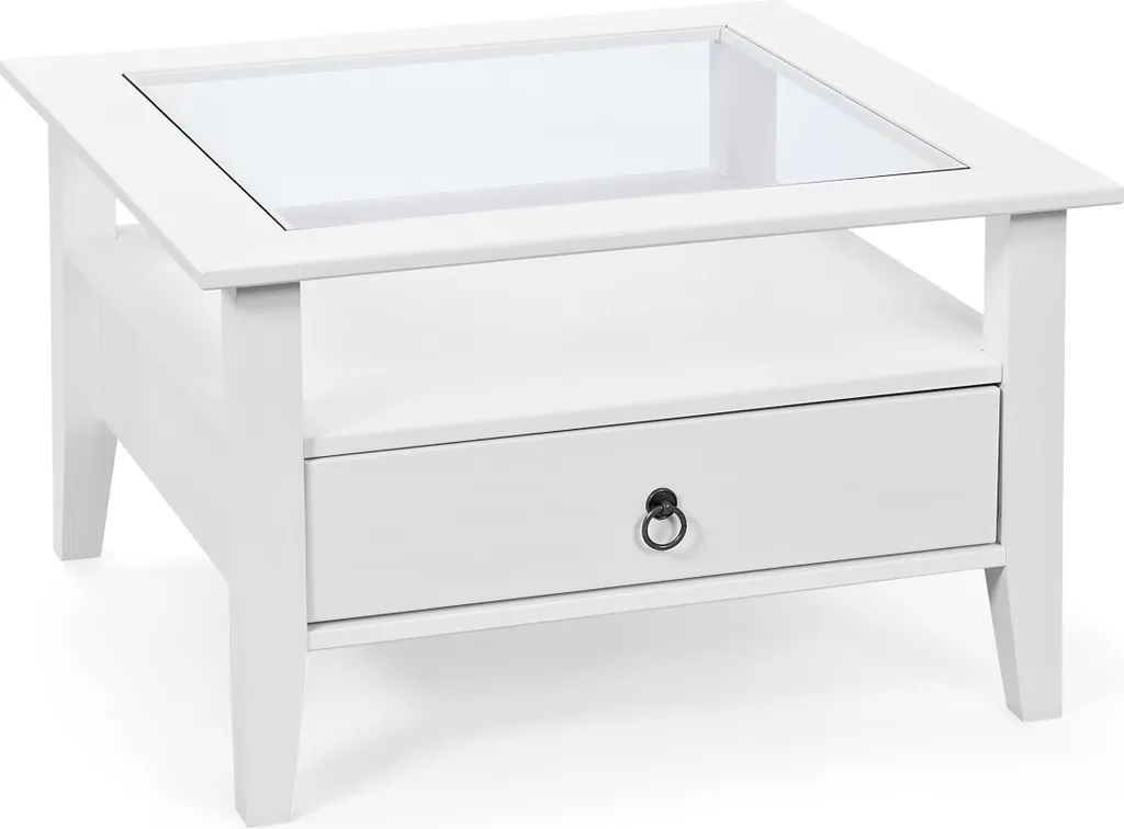 Table de salon rectangulaire Provence 1 en bois blanc pur et solide