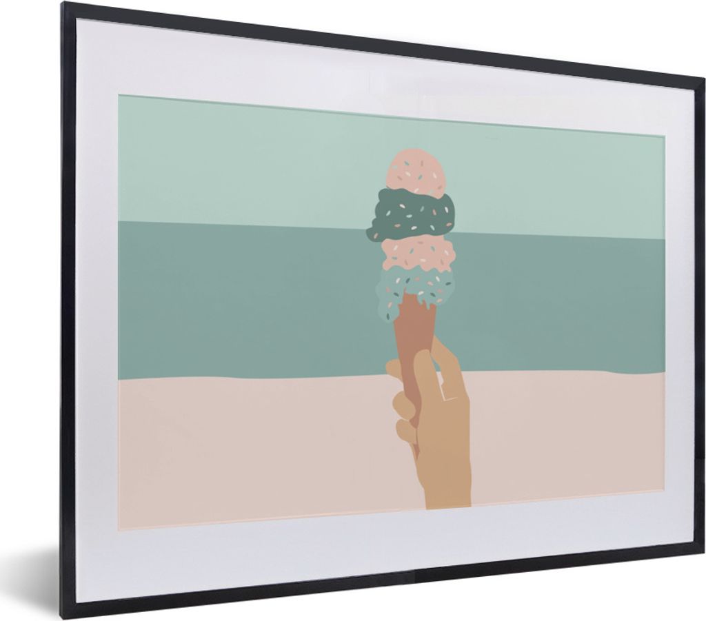 MuchoWow® Gerahmtes Poster Sommer - Eiscreme - Hand 40x30 Produktbild 