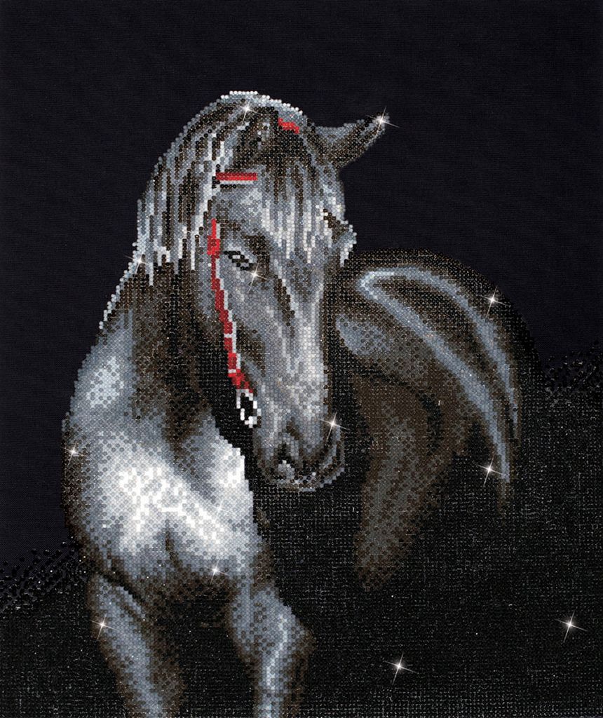 DIAMOND DOTZ Original Diamond Painting "Midnight Stallion" 42 x 53 cm 16.797 Diamant Mosaiksteine Art.-Nr.: DD10.012
