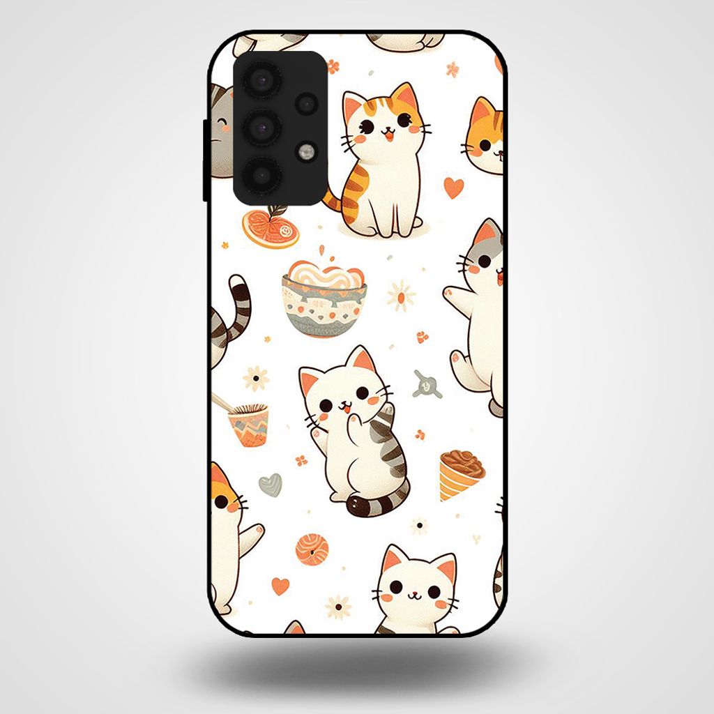 Smartphonica Handytasche für Samsung Galaxy A32 5G mit Katzendruck - TPU Rückseite Abdeckung Fall Katzen Design