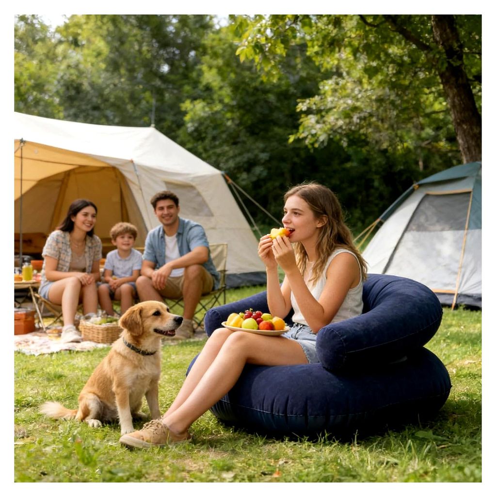 Aufblasbarer Stuhl, Flockierter Tragbarer Bequemer Sitz, Aufblasbare Sessel für Filmabende - Für Camping, Garten, Pool, Wohnzimmer, Schlafzimmer,...