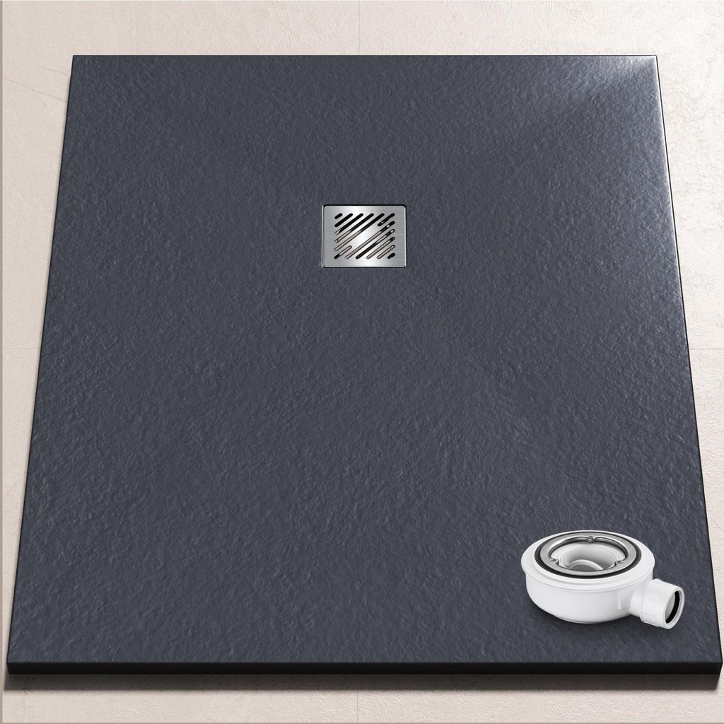 doporro Duschtasse 100x120x3cm aus Mineralguss in Anthrazit Produktbild 