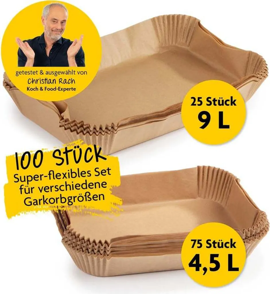 Set 100 Ciotole Carta Forno Friggitrice Aria Rachs KOCHWERK Mix Taglie