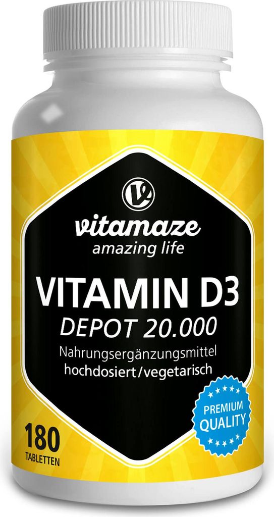 Vitamin D3 20.000 I.E. Depot hochdosiert Tabletten 180 St