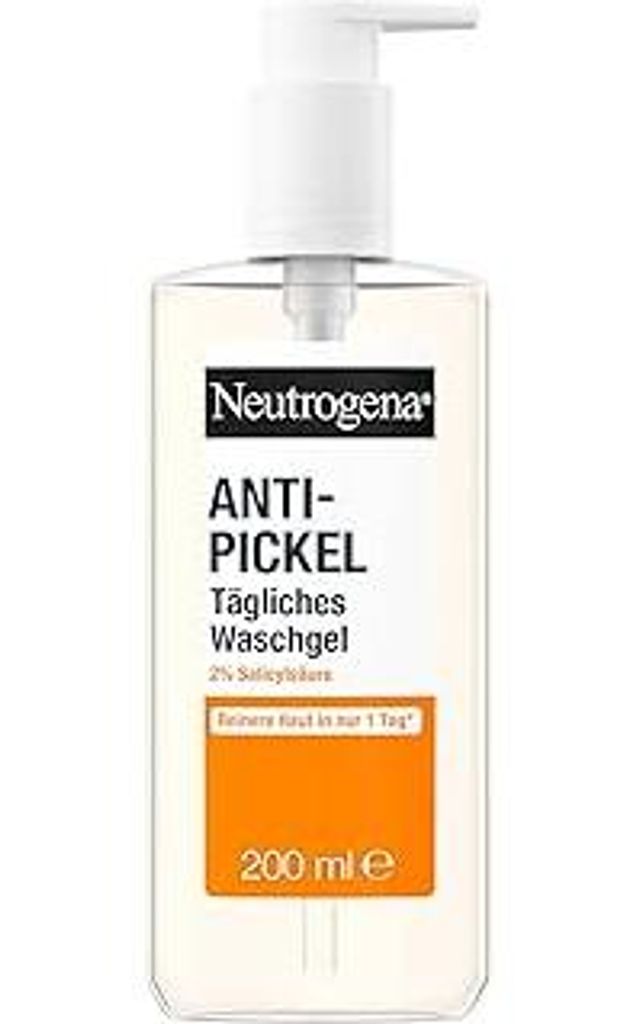 Neutrogena Anti-Pickel Tägliches Waschgel 200ml,sanftes Anti Pickel Gel mit 2Prozent Salicylsäure BHA,porentiefe Gesichtsreinigung hilft die Haut...