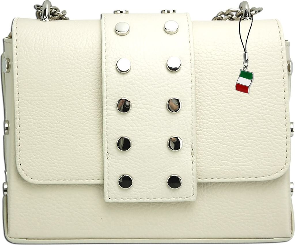 Florence Leder Tasche Umhängetasche Abendtasche beige weiß OTF143C