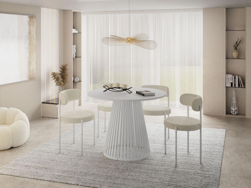 Esstisch Rund Ausziehbar mit Lamellen im Loft-Stil – 100 Produktbild 