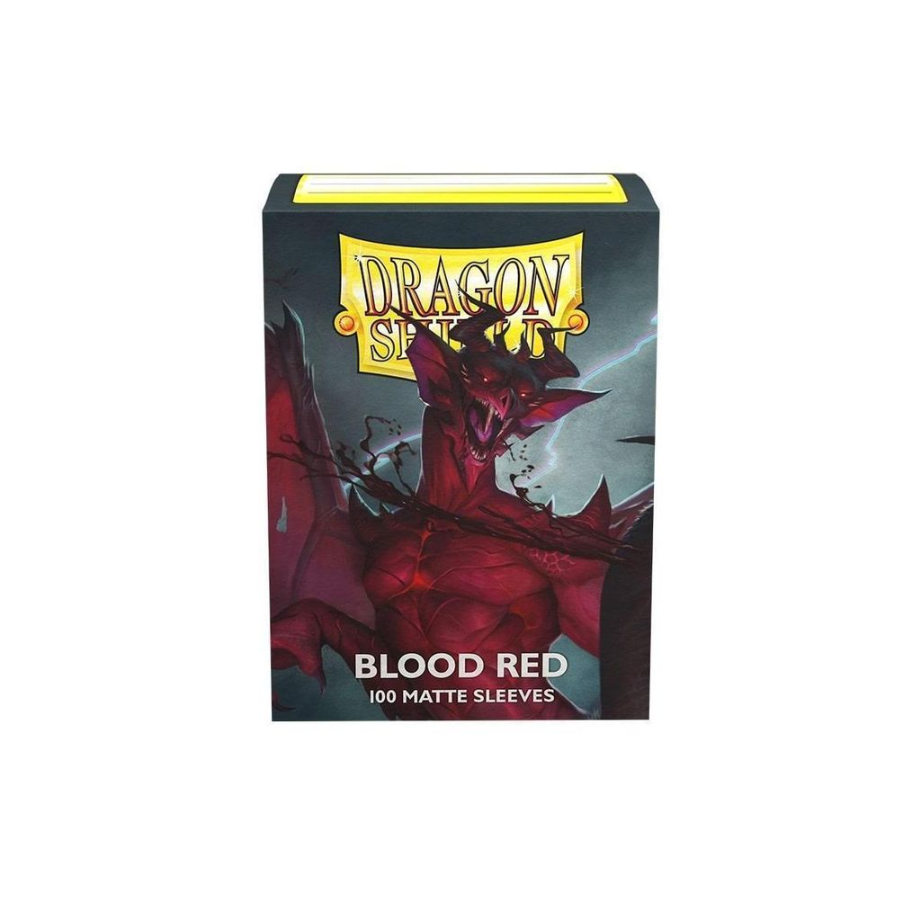 A product package for Dragon Shield Blood Red matte sleeves.