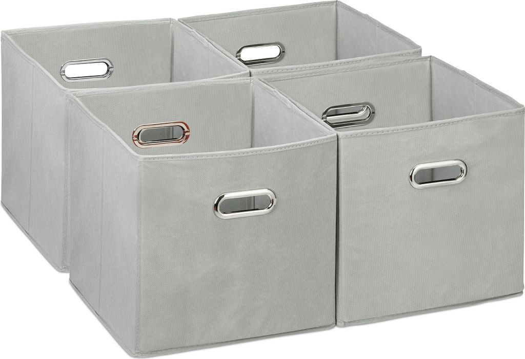 Relaxdays Aufbewahrungsbox 4er Set, faltbare Regalboxen, Produktbild 