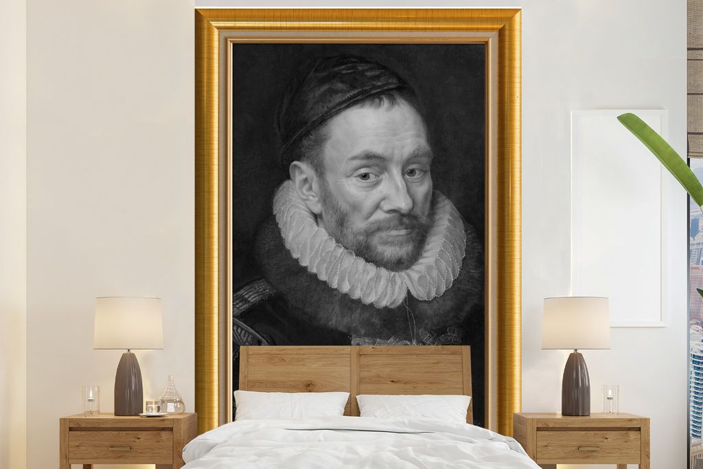 MuchoWow Fototapete für Wohnzimmer oder Schlafzimmer Wandtapete Vinyl Motivtapete Alte Meister - Kunst - Liste - Gold - 195x300 cm - Das Hinterg...