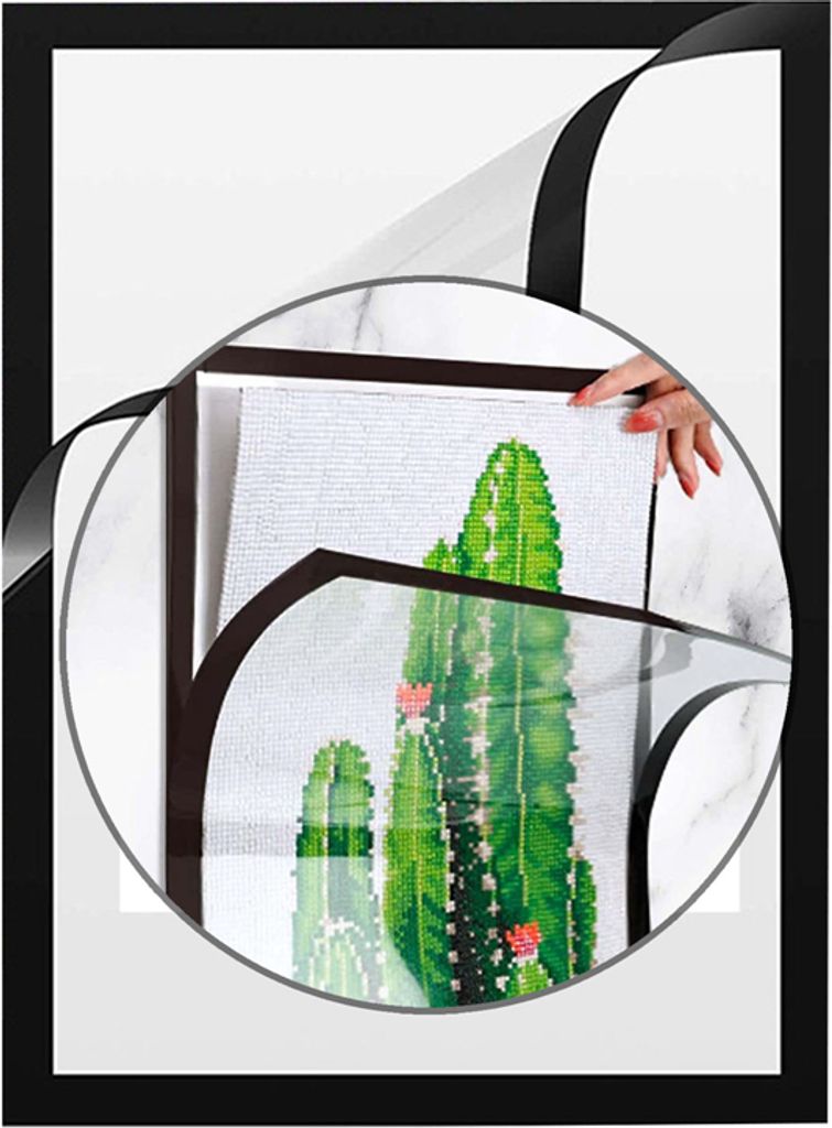 6x Diamond Painting Rahmen 30x40 Cm – Magnetisch, Selbstklebend, Schwarz, Für 25x35 Cm Bilder