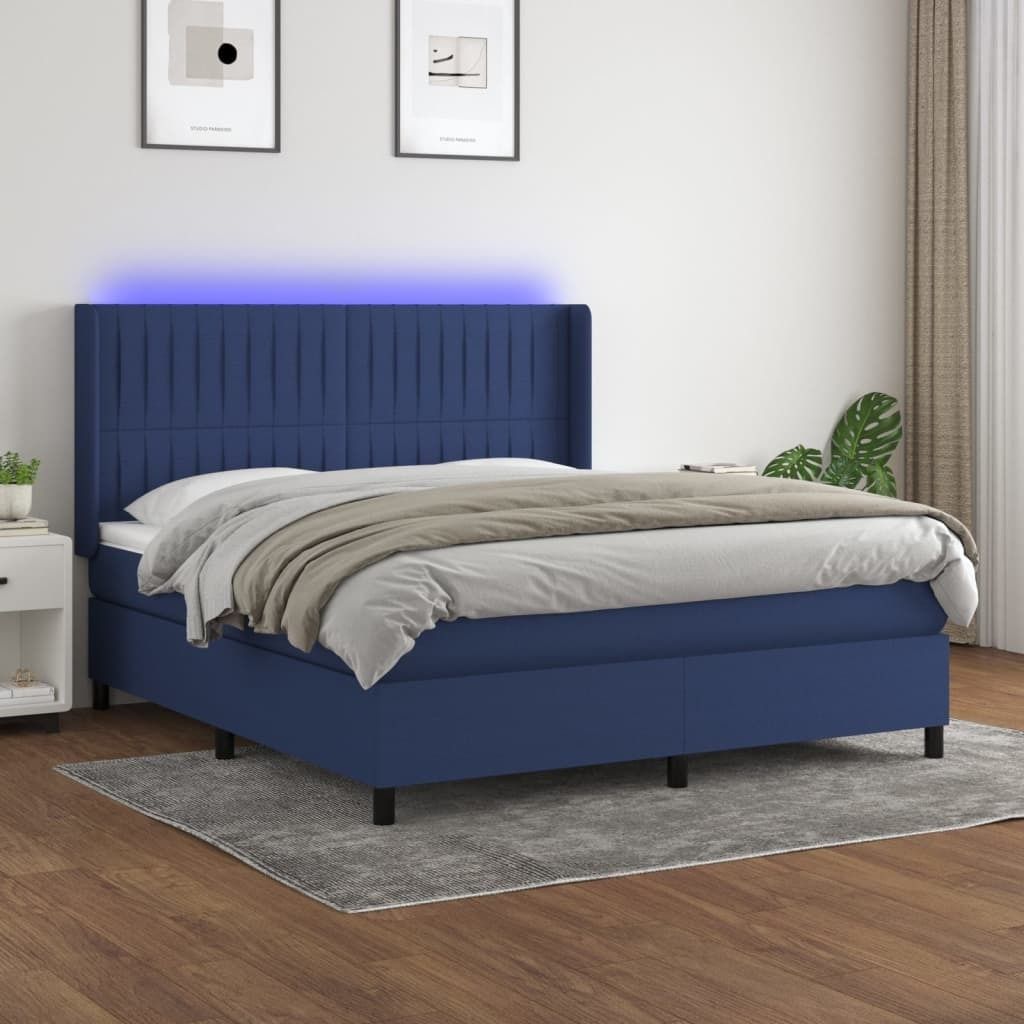 "2026 Promotion" Boxspringbett mit Matratze - & LED - Blau 160x200 cm - Stoff - Polsterbett CC8049