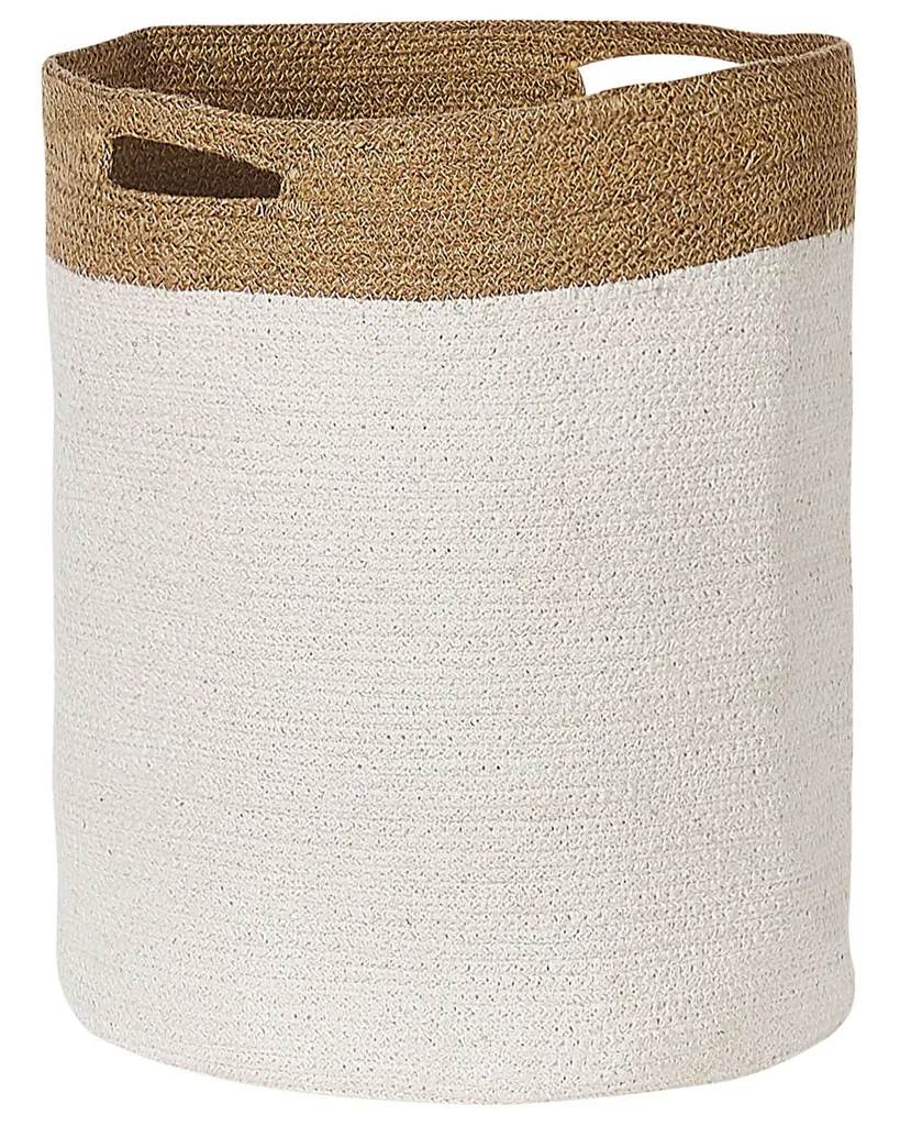 BELIANI Lot de 2 Paniers de Rangement en Coton Blanc et Beige Clair