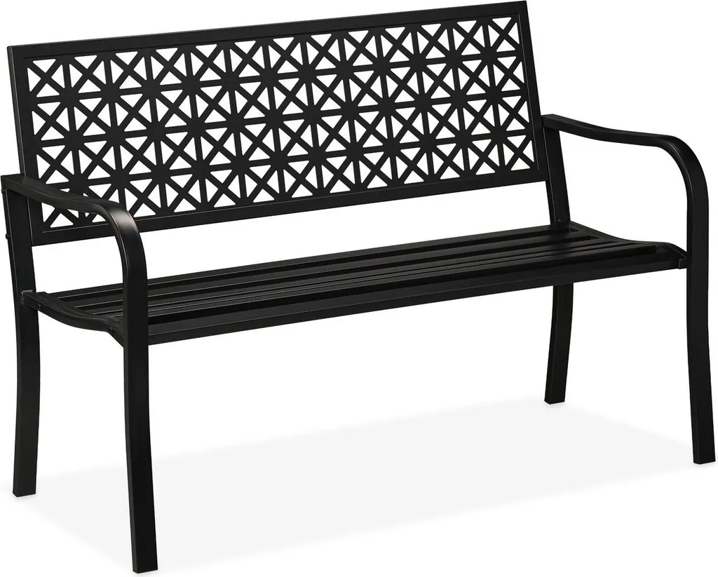 Aménagez votre terrasse avec ce banc de jardin noir style graphique - 7