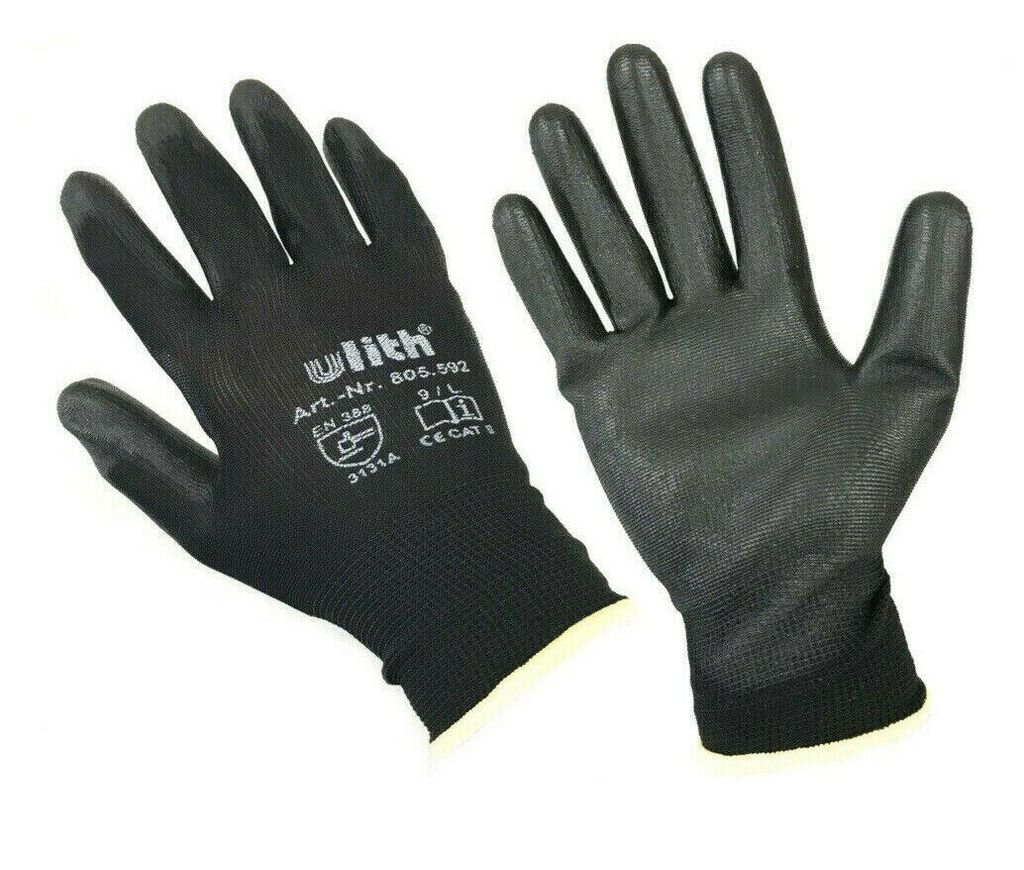 Handschuhe Feinstrick mit Noppen Arbeitshandschuhe Nylon Nitril Gr L 