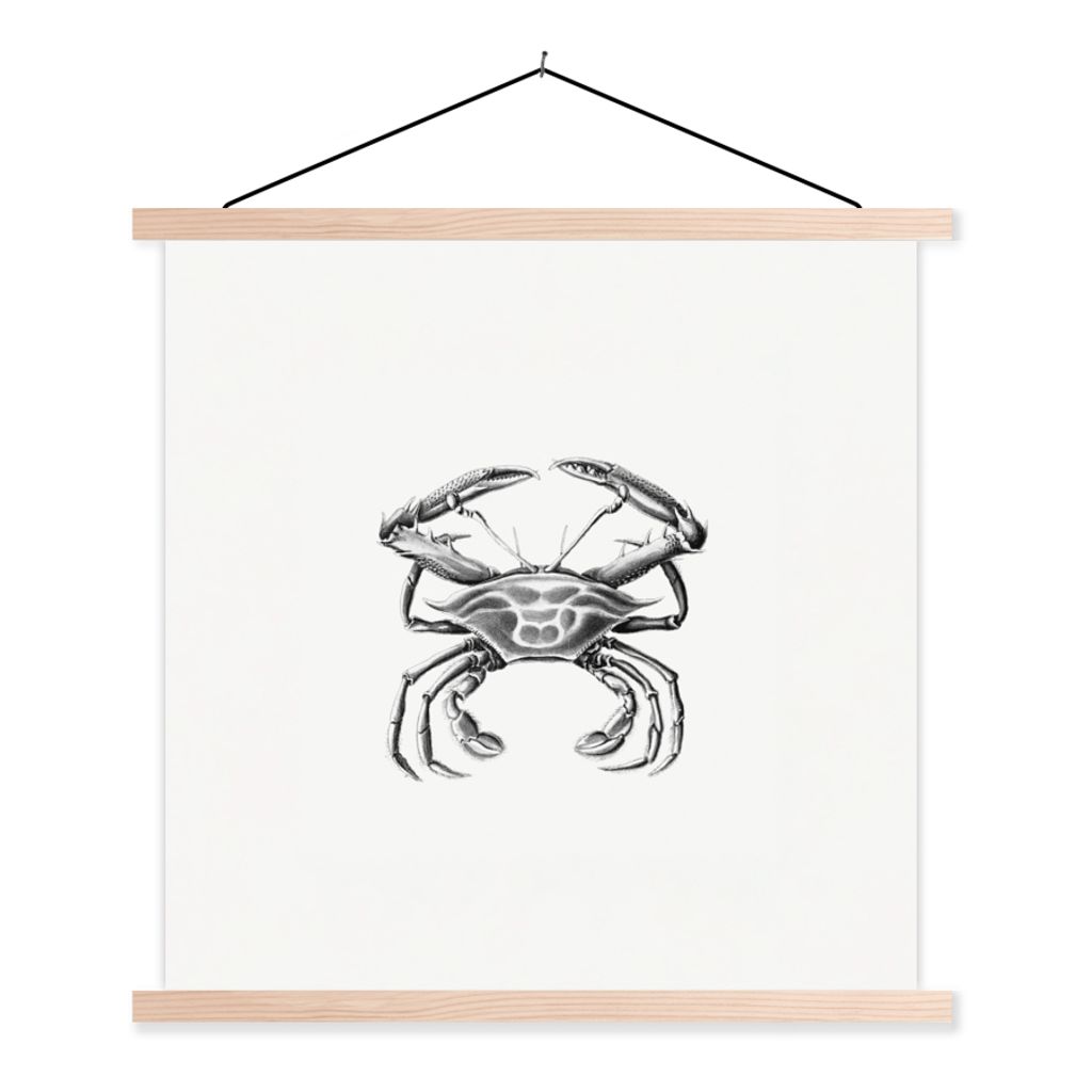 MuchoWow Textilposter Ernst Haeckel - Jahrgang - Kunst - Krabbe 120x120 cm mit holzfarbenen Rahmen - Textil-Poster