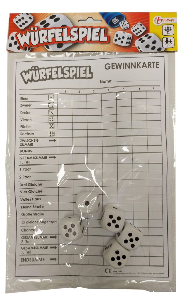 Toi-Toys 51081A - XXL Würfelspiel (deutsch) - Punkteblock Produktbild 