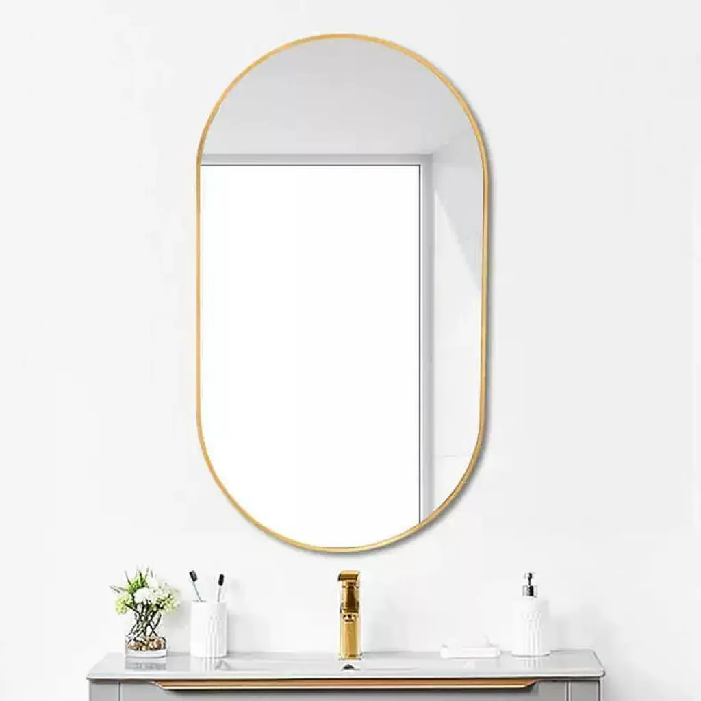 AIORBER Specchio Ovale 50x60 Metallo Oro - Alta Qualità e Durata