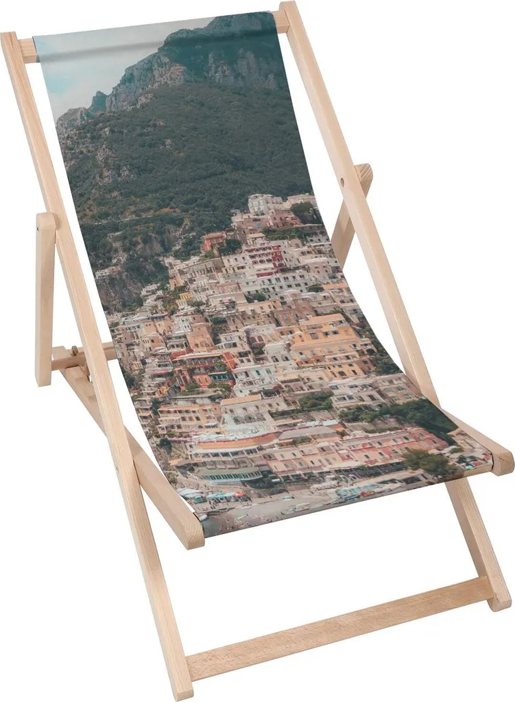 Lettino Dreamroots pieghevole in legno, legno di faggio fino a 130 kg, lettino pieghevole con regolazione dell'inclinazione dello schienale a 3 livelli, Amalfi