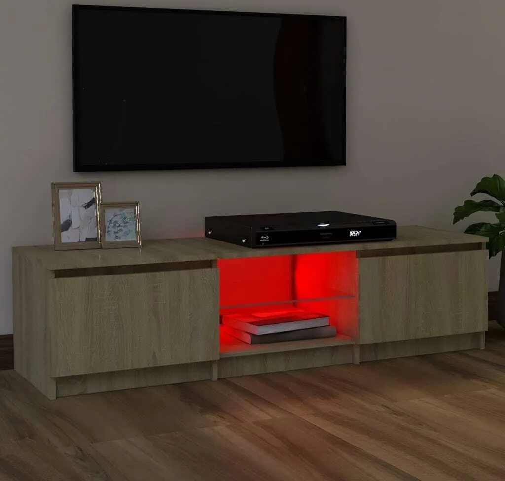 Banc TV LED Chêne Sonoma 120 cm - Support Multimédia au Style Moderne
