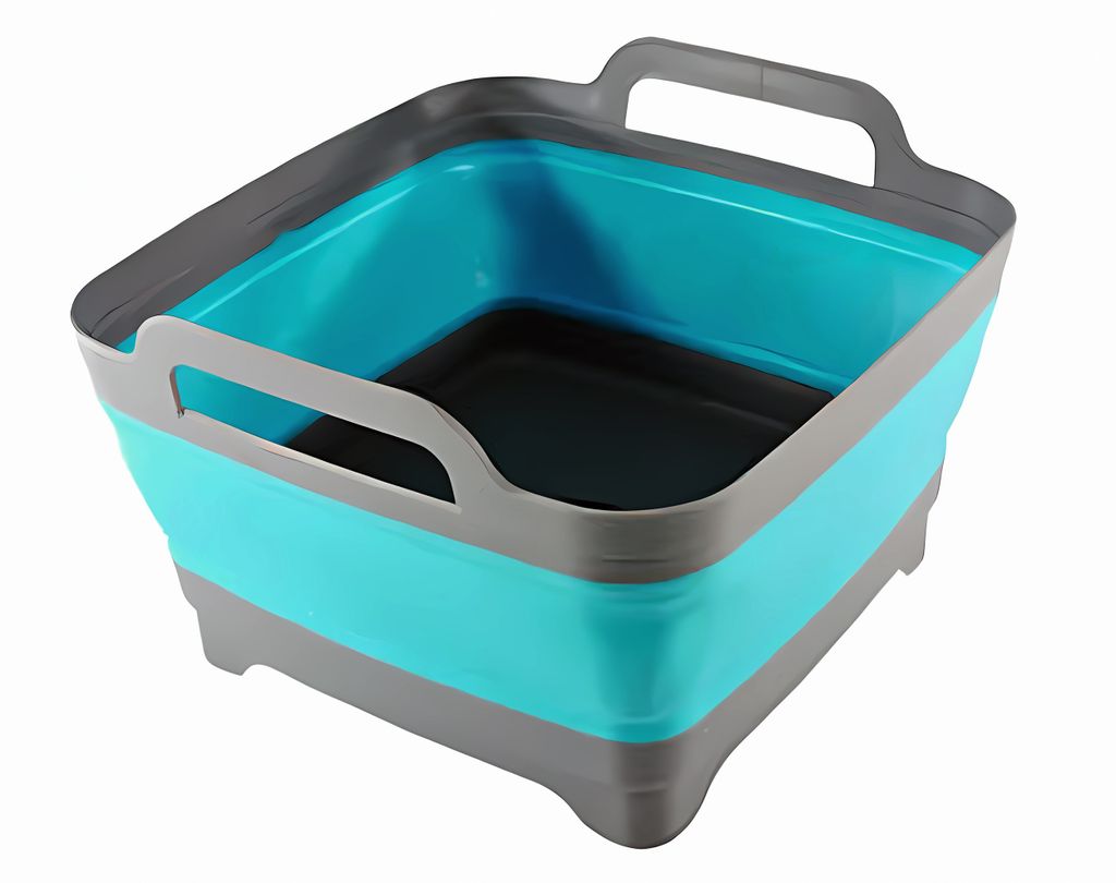 SPÜLSCHÜSSEL 10L faltbar 30x30cm Blau platzsparend Waschbecken Faltschüssel Waschschüssel Campingschüssel Camping Spül Korb 5 (Grün)