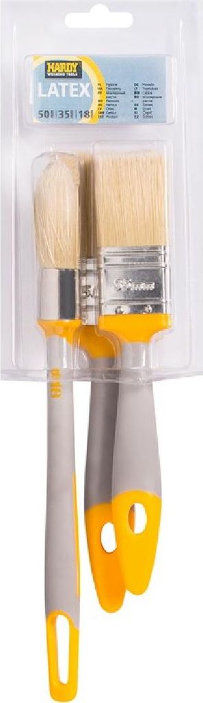 HARDY Pinsel 3er Set 18mm, 35mm, 50mm gelb-graue Polyesterborsten 0280-210003