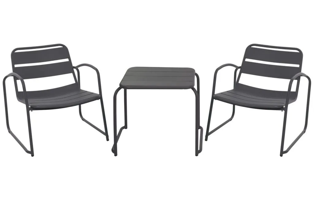 Ensemble bistrot pour terrasse Progarden table + 2 chaises set de 3 pièces Gris