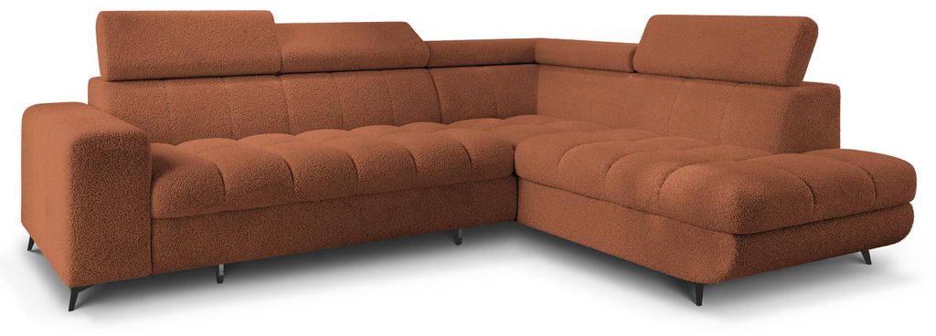 Masseno Ecksofa MORIVA Q R-S mit Schlaffunktion L-Form, Sofa mit Bettkasten, Wohnzimmersofa, Couch, Soffa, Bettsofa, Couchgarnitur- Orange, QUELLE 54