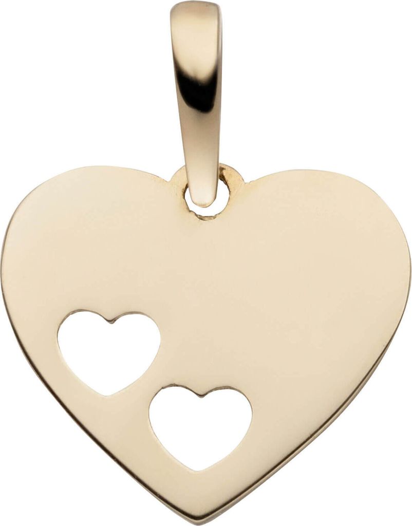 Anhänger Gravur Gravurplatte 2 Herzen im Herz 333 Gold Gelbgold glänzend Damen