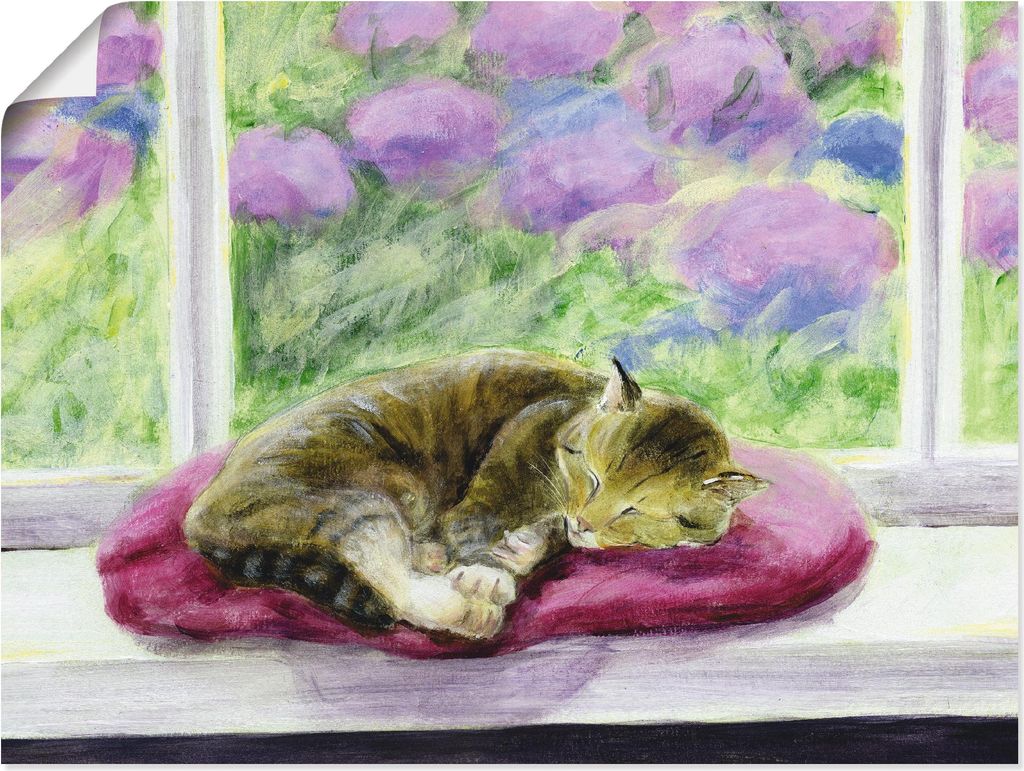 ARTland Poster Katze auf Gartenfensterbank Größe: 40x30 cm