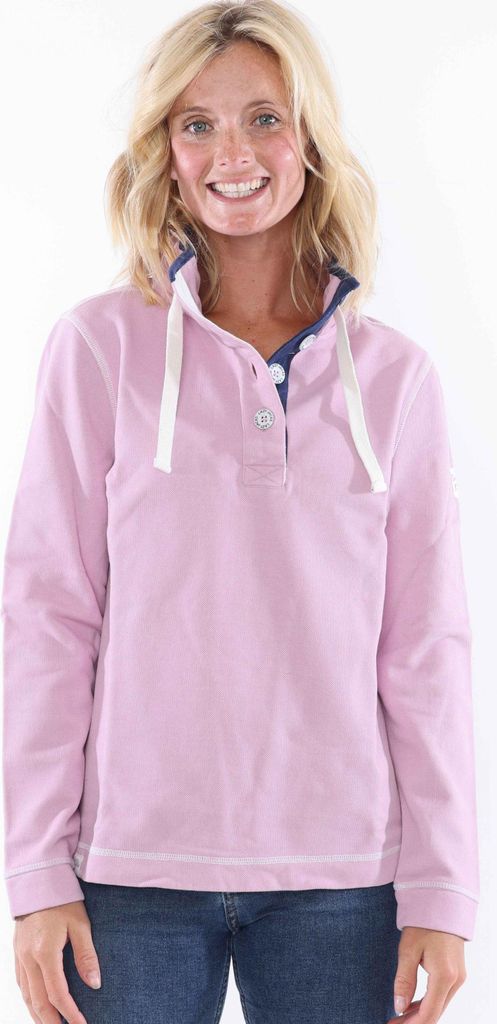 Lazy Jacks - Sweatshirt für Damen, Knopfhals, Piqué LJ167 (42 DE) (Pink)