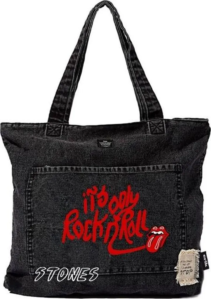 Sac à provisions The Rolling Stones premium noir en toile de coton bio