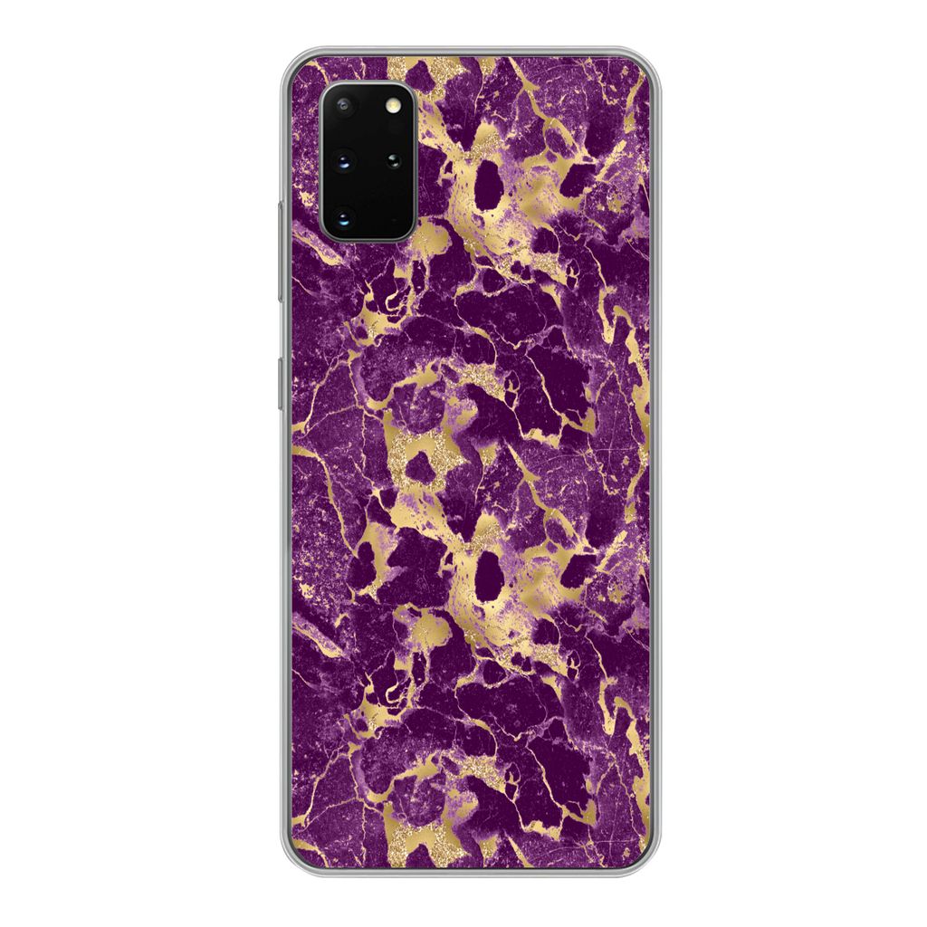 MuchoWow Handyhülle Schutzhülle Hülle für Samsung Galaxy S20 Plus Gold - Luxus - Marmor - Muster Silikon Softcase Handy Hülle - Hartschale
