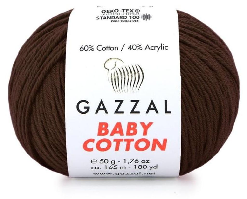 Wolle Gazzal Baby Baumwolle 3436 - braun - Stricken & Produktbild 