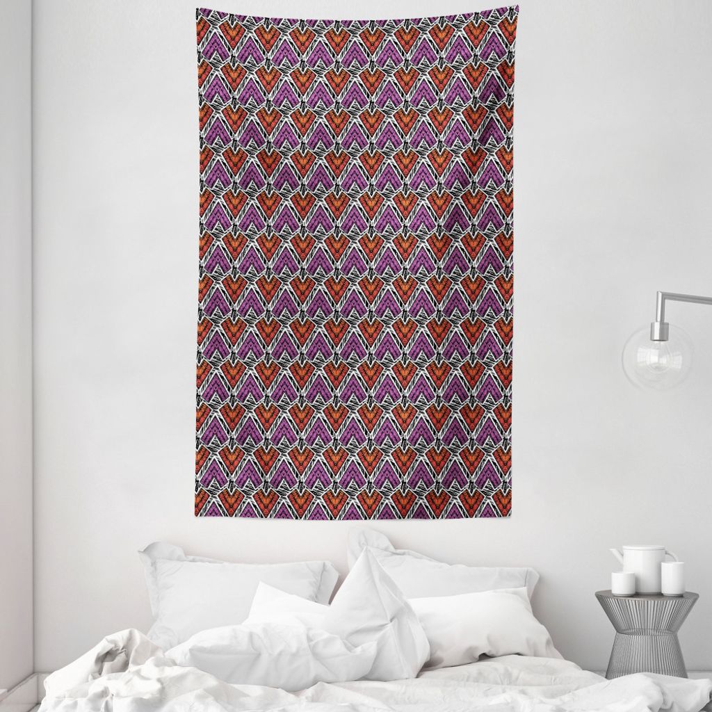 ABAKUHAUS Geometrisch Wandteppich und Tagesdecke, Patch Vernetzte Entwurf aus Weiches Mikrofaser Stoff Waschbar ohne Verblassen Digitaldruck, 140 x...