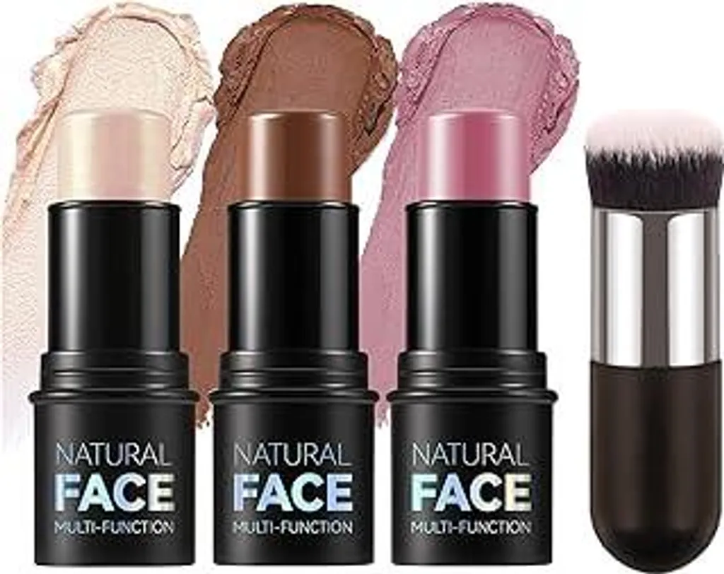 Tris Stick Viso Rosa 156 con Pennello - Trucco Semplice e Duraturo