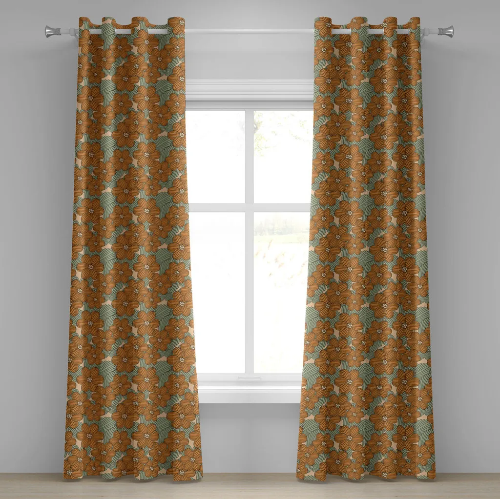 Paire de rideaux décoratifs 2 panneaux motif floral chinois 280x245 cm