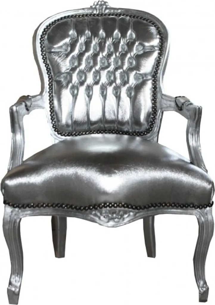 Chaise baroque argentée pour salle à manger et salon haut de gamme