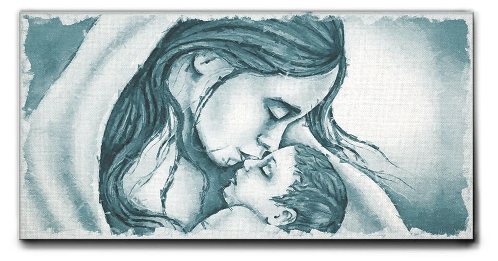 Giallobus - 20 - Kuss der Maria an Jesus - himmlisch - Giallobus - 100L x 50B cm - Bild - Leinwand mit Standardrahmen