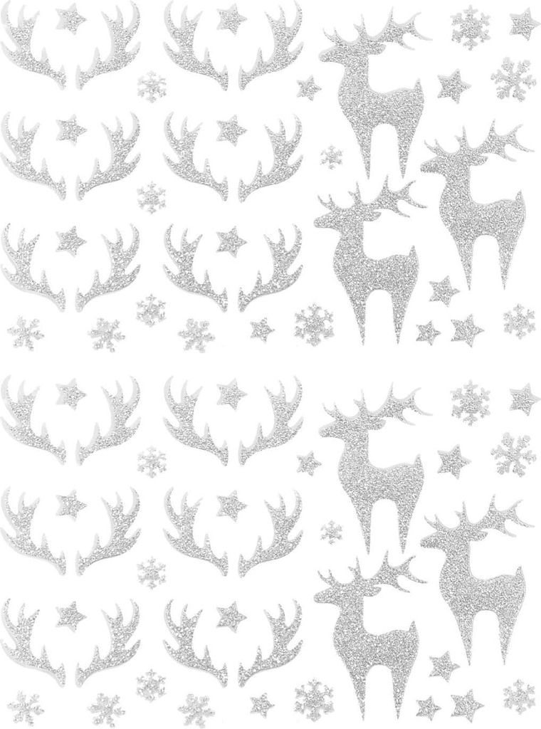 Oblique Unique 78 Weihnachts Sticker Xmas Glitzer Aufkleber für Weinachten Rentier uvm. Weihnachtsdeko - silber