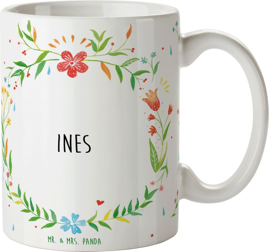 Mr. & Mrs. Panda Kaffeetasse Ines - Geschenk, Tasse, Kaffeepott, Keramiktasse, Becher, Teetasse