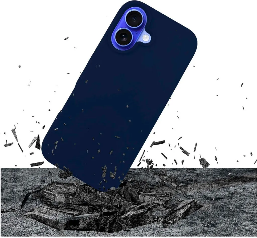 Cover iPhone 16 3mk Silicone Dark Navy - Test Caduta Militare Absorber - 6