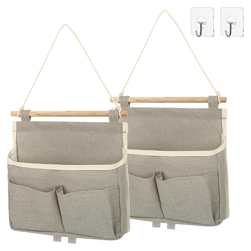 Hängende Aufbewahrungstasche, 2er-Set Hängeorganizer, Hängetasche, Hängeaufbewahrung für Zuhause, Büro, Badezimmer usw. (Grau 23×25×6cm)