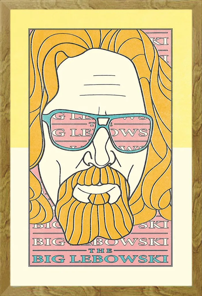 Big Lebowski, The - Poster - Giallo + cornice rimovibile, Shinsuke® Maxi MDF oak, vetro acrilico