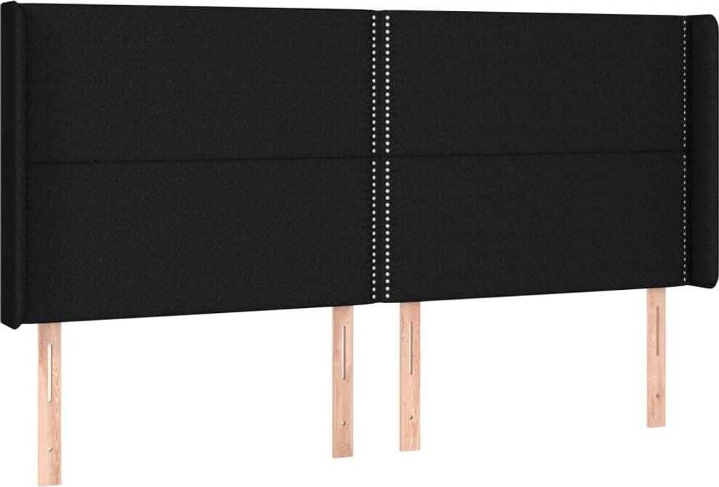 vidaXL Kopfteil mit Ohren Schwarz 203x16x118/128 cm Stoff