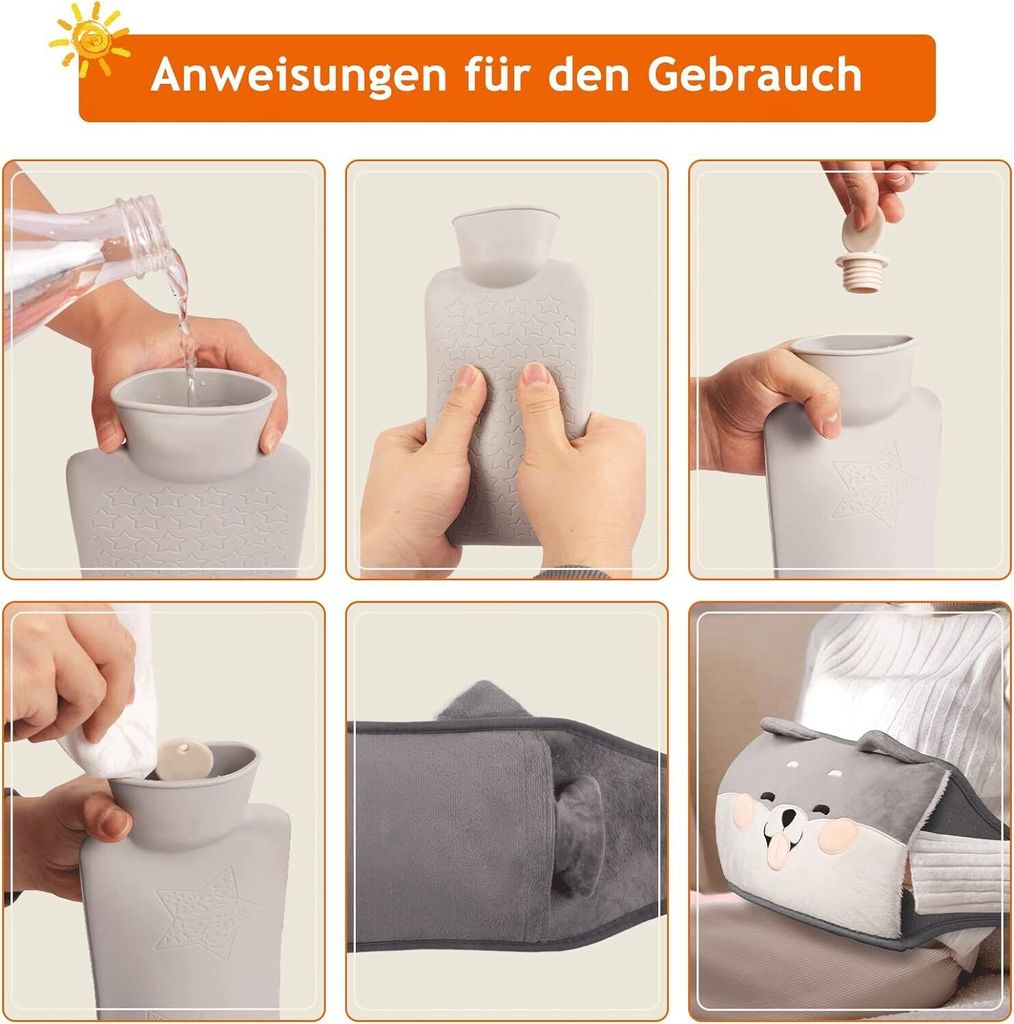 Wärmflaschengürtel,1L Wärmflasche Gürtel 3 in 1 Tragbar PVC Produktbild 5
