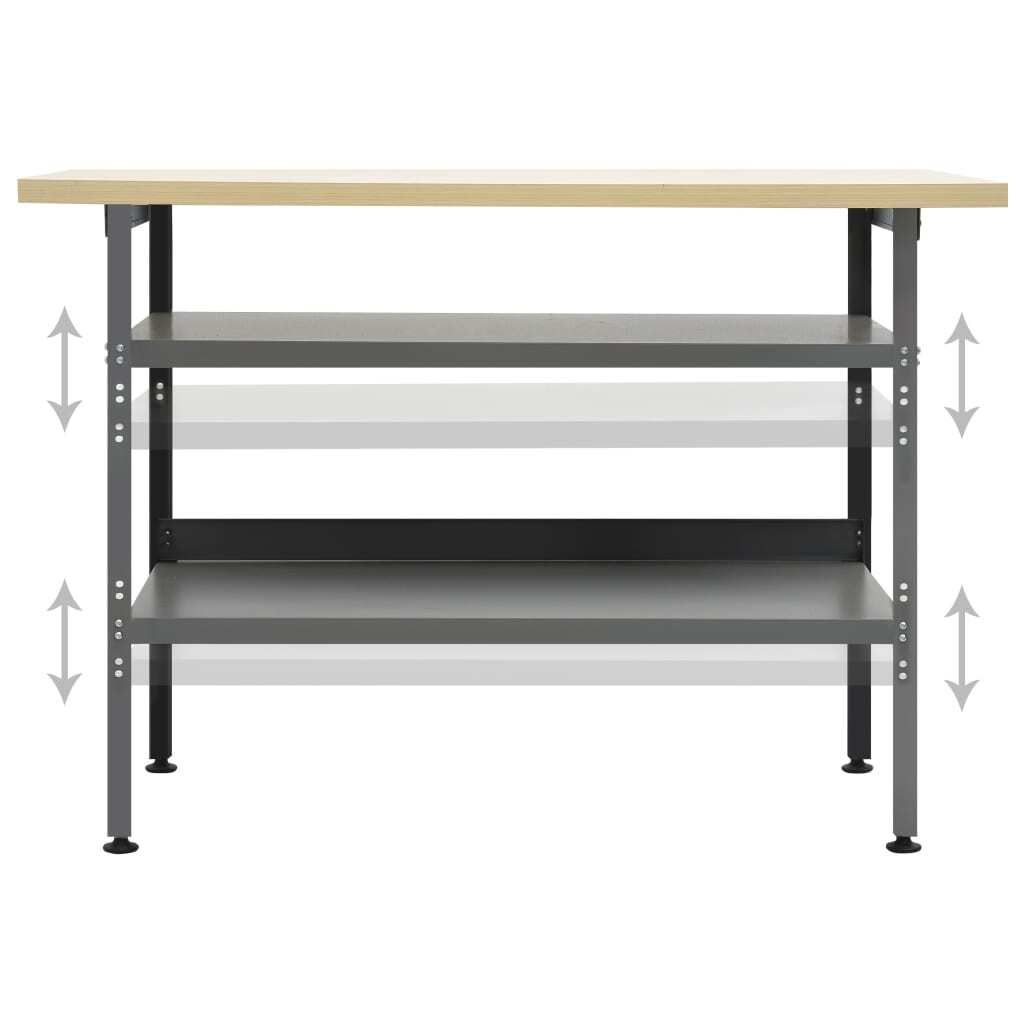 vidaXL Banco da lavoro grigio 120×60×85 cm in acciaio Immagine del prodotto 