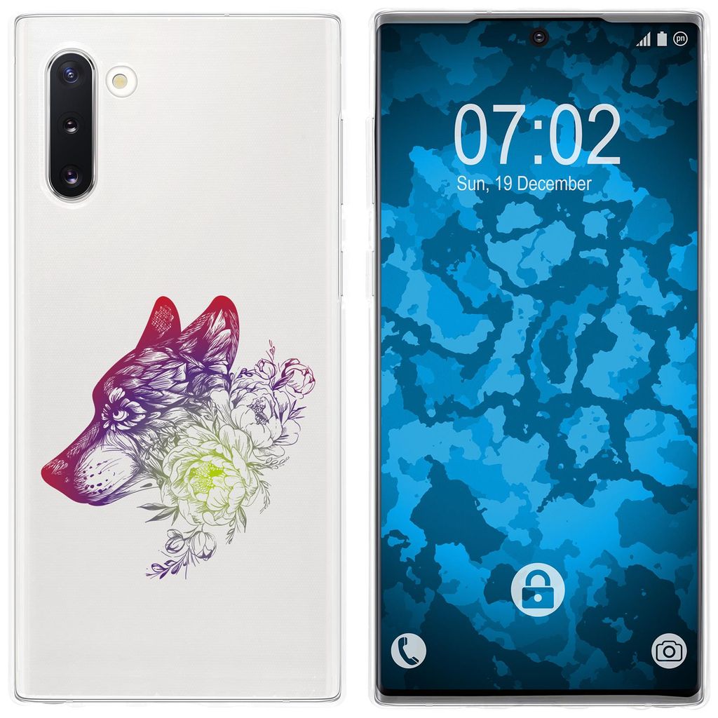 PhoneNatic Case kompatibel mit Samsung Galaxy Note 10 Silikon-Hülle Floral Wolf M3-5