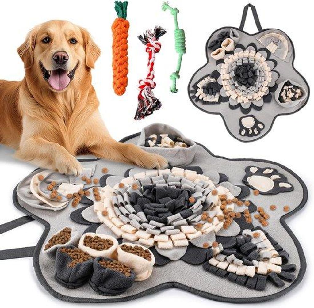 Famanu Snuffelmat für Hunde - Waschbar, mit 3 Spielzeugen, 60x60cm