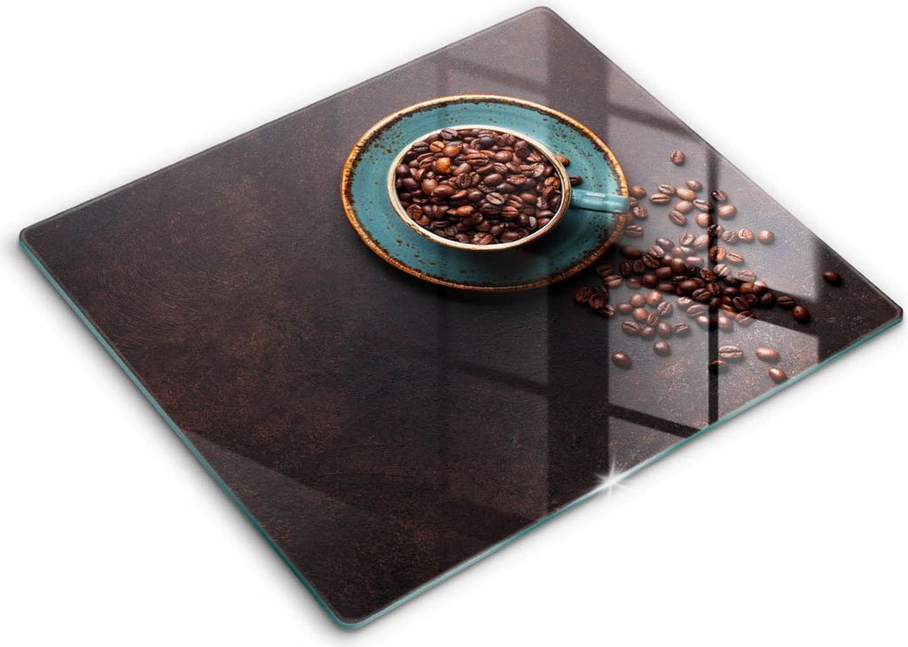 Abdeckung Glas - Küchenabdeckung - 60x52 cm - Abdeckplatte -Eine Tasse Kaffeebohnen